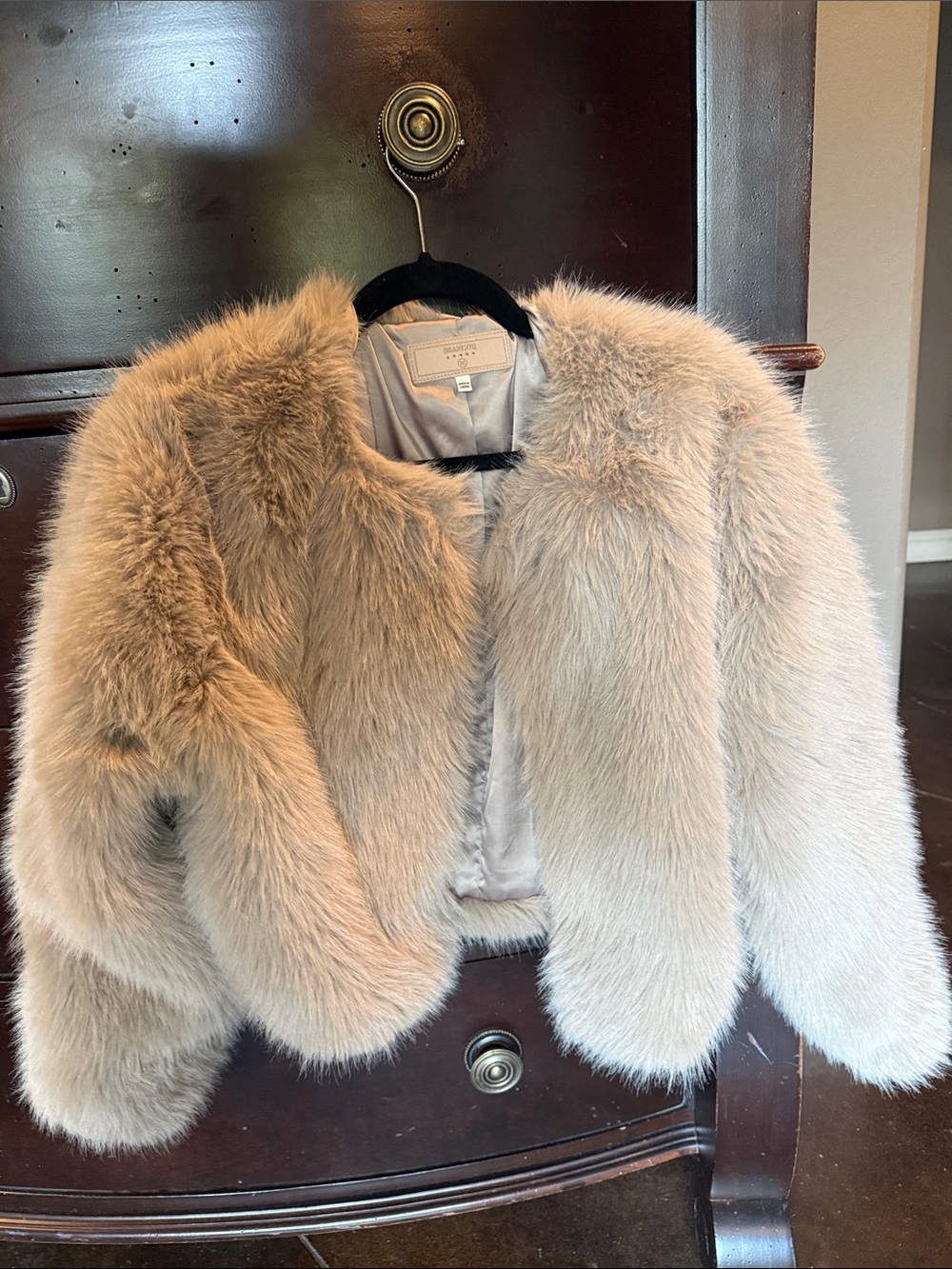 Blank NYC faux fur Jacket in Light Beige